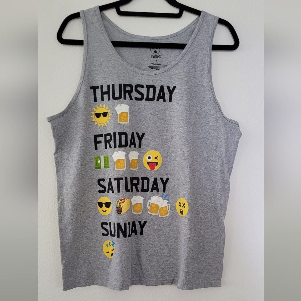 Emojinx Unisex Heather Gray Tank Top weekend fun Size Large